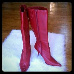 Aldo Red Leather Heeled Boots